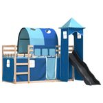 Casa si Gradina - Mobilier - Paturi si accesorii - Paturi - Pat supraetajat cu tobogan si perdele, albastru, 90x190 cm - Infinity.ro