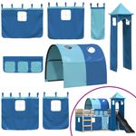 Casa si Gradina - Mobilier - Paturi si accesorii - Paturi - Pat supraetajat cu tobogan si perdele, albastru, 90x190 cm - Infinity.ro