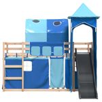 Casa si Gradina - Mobilier - Paturi si accesorii - Paturi - Pat supraetajat cu tobogan si perdele, albastru, 90x190 cm - Infinity.ro