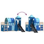 Casa si Gradina - Mobilier - Paturi si accesorii - Paturi - Pat supraetajat cu tobogan si perdele, albastru, 90x190 cm - Infinity.ro