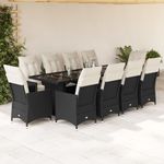 Casa si Gradina - Gradina si terasa - Mobilier exterior - Seturi mobila gradina - Set bistro de gradina, 11 piese, cu perne, negru, poliratan - Infinity.ro