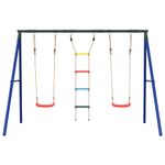 Jucarii, Copii si Bebe - Jucarii si jocuri - Jucarii de exterior - Spatii de joaca si accesorii - Set leagan de exterior, cu leagane și scara, roșu, model 2x scaun leagăn + scară - Infinity.ro