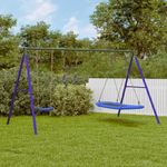 Jucarii, Copii si Bebe - Jucarii si jocuri - Jucarii de exterior - Spatii de joaca si accesorii - Set leagan de exterior, cu leagan, trapez și leagan tip cuib, albastru - Infinity.ro