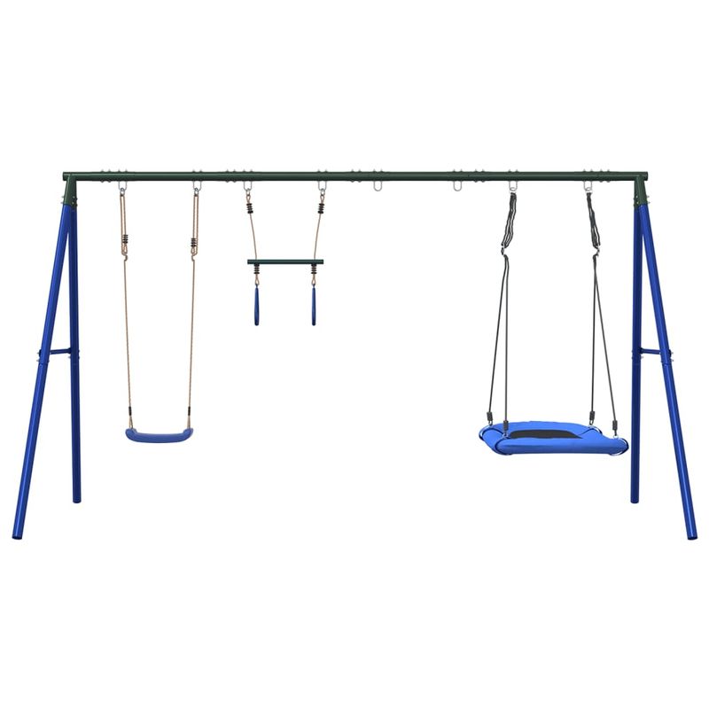 Jucarii, Copii si Bebe - Jucarii si jocuri - Jucarii de exterior - Spatii de joaca si accesorii - Set leagan de exterior, cu leagan, trapez și leagan tip cuib, albastru - Infinity.ro