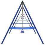 Jucarii, Copii si Bebe - Jucarii si jocuri - Jucarii de exterior - Spatii de joaca si accesorii - Set leagan de exterior, cu leagan, trapez și leagan tip cuib, albastru - Infinity.ro