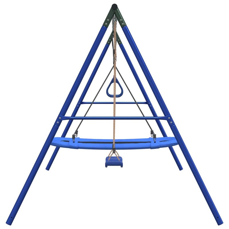 Jucarii, Copii si Bebe - Jucarii si jocuri - Jucarii de exterior - Spatii de joaca si accesorii - Set leagan de exterior, cu leagan, trapez și leagan tip cuib, albastru - Infinity.ro