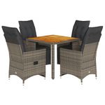 Casa si Gradina - Gradina si terasa - Mobilier exterior - Seturi mobila gradina - Set bistro de gradina cu perne, 5 piese, gri, poliratan - Infinity.ro