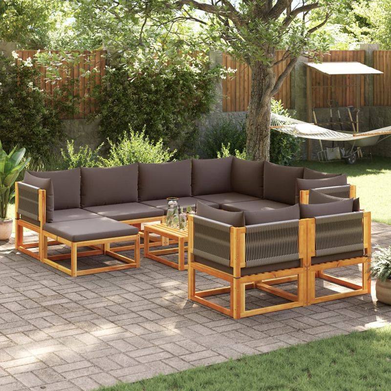 Casa si Gradina - Gradina si terasa - Mobilier exterior - Canapele si fotolii gradina - Set de canapele de gradina cu perne 10 piese lemn masiv acacia - Infinity.ro