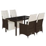 Casa si Gradina - Gradina si terasa - Mobilier exterior - Seturi mobila gradina - Set bistro de gradina, 5 piese, cu perne, maro, poliratan - Infinity.ro