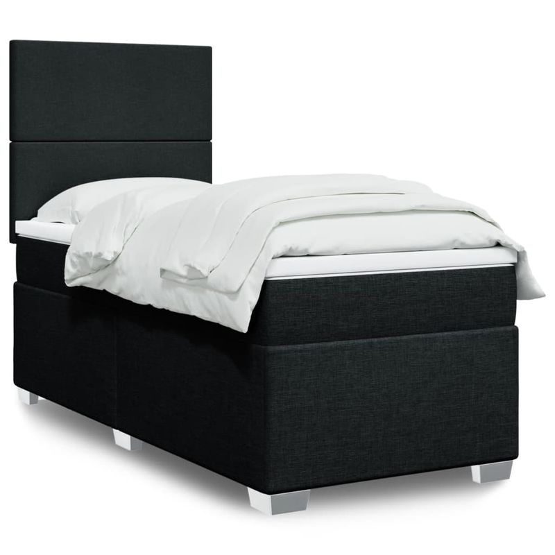Casa si Gradina - Mobilier - Paturi si accesorii - Paturi - Pat box spring cu saltea, negru, 80x200 cm, textil - Infinity.ro