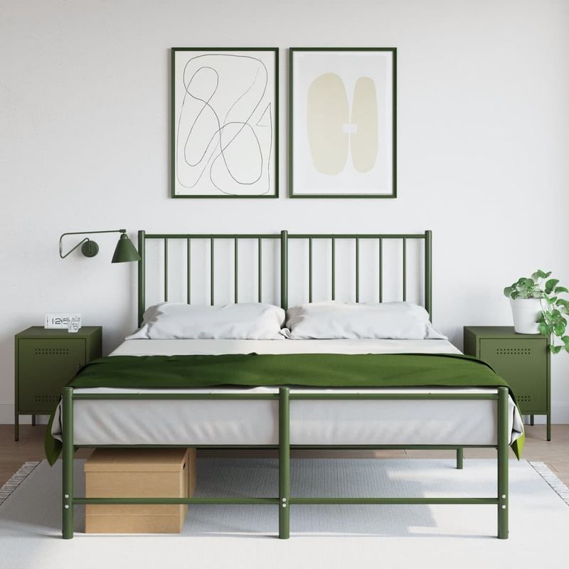 Casa si Gradina - Mobilier - Comode si corpuri - Noptiere - Noptiere, 2 buc., verde olive, 36x39x50,5 cm, otel - Infinity.ro