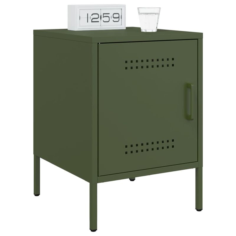 Casa si Gradina - Mobilier - Comode si corpuri - Noptiere - Noptiere, 2 buc., verde olive, 36x39x50,5 cm, otel - Infinity.ro