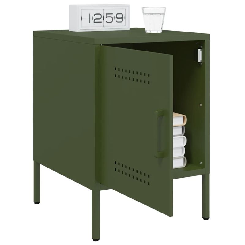 Casa si Gradina - Mobilier - Comode si corpuri - Noptiere - Noptiere, 2 buc., verde olive, 36x39x50,5 cm, otel - Infinity.ro
