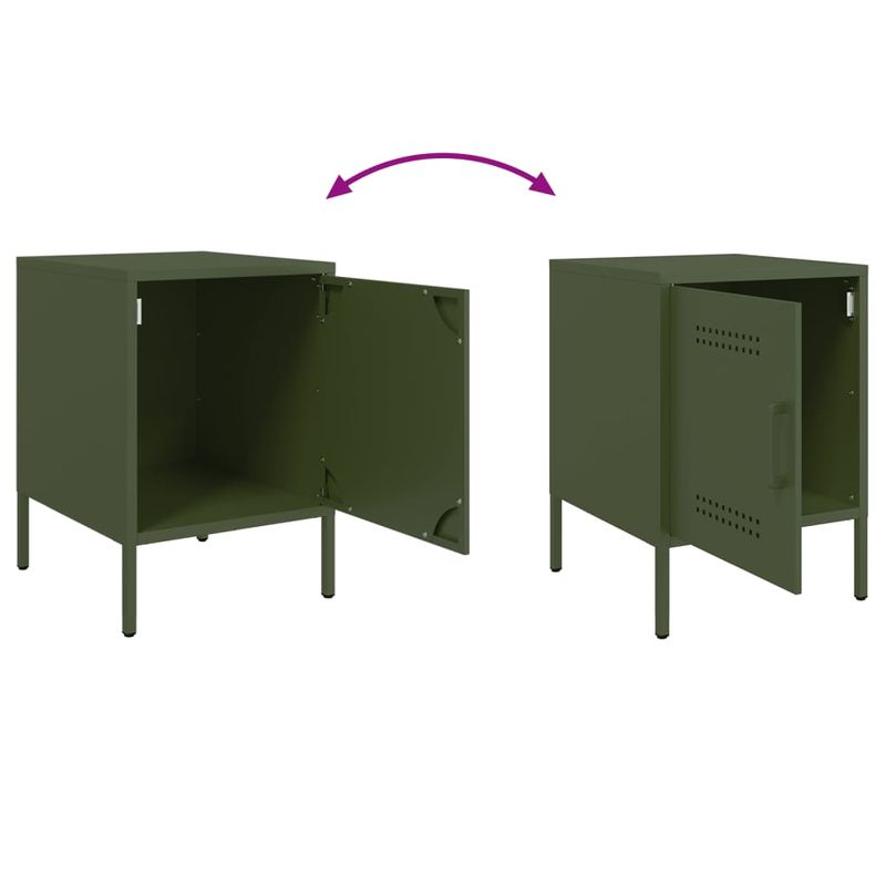 Casa si Gradina - Mobilier - Comode si corpuri - Noptiere - Noptiere, 2 buc., verde olive, 36x39x50,5 cm, otel - Infinity.ro