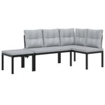 Casa si Gradina - Gradina si terasa - Mobilier exterior - Seturi mobila gradina - Banci gradina cu perne, 3 buc., negru otel vopsit electrostatic - Infinity.ro