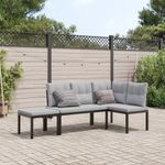 Casa si Gradina - Gradina si terasa - Mobilier exterior - Seturi mobila gradina - Banci gradina cu perne, 3 buc., negru otel vopsit electrostatic - Infinity.ro