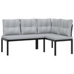 Casa si Gradina - Gradina si terasa - Mobilier exterior - Seturi mobila gradina - Banci gradina cu perne, 3 buc., negru otel vopsit electrostatic - Infinity.ro