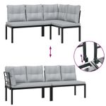 Casa si Gradina - Gradina si terasa - Mobilier exterior - Seturi mobila gradina - Banci gradina cu perne, 3 buc., negru otel vopsit electrostatic - Infinity.ro