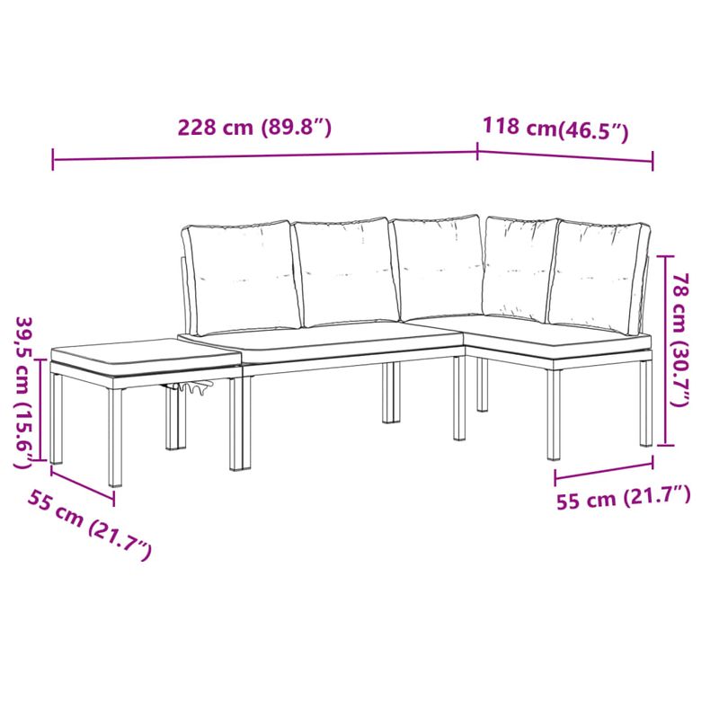 Casa si Gradina - Gradina si terasa - Mobilier exterior - Seturi mobila gradina - Banci gradina cu perne, 3 buc., negru otel vopsit electrostatic - Infinity.ro