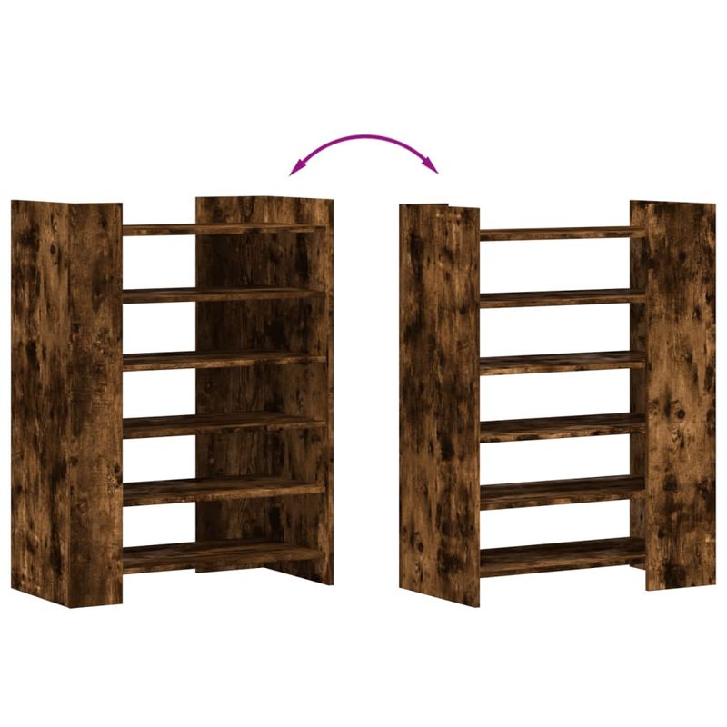 Casa si Gradina - Mobilier - Organizare si depozitare - Organizator incaltaminte - Pantofar, stejar afumat, 74,5x37,5x100 cm, lemn prelucrat - Infinity.ro