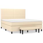 Casa si Gradina - Mobilier - Paturi si accesorii - Paturi - Pat box spring cu saltea, crem, 160x200 cm, material textil - Infinity.ro