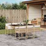 Casa si Gradina - Gradina si terasa - Mobilier exterior - Seturi mobila gradina - Set de masa pentru gradina, 7 piese, cu perne, bej, poliratan - Infinity.ro