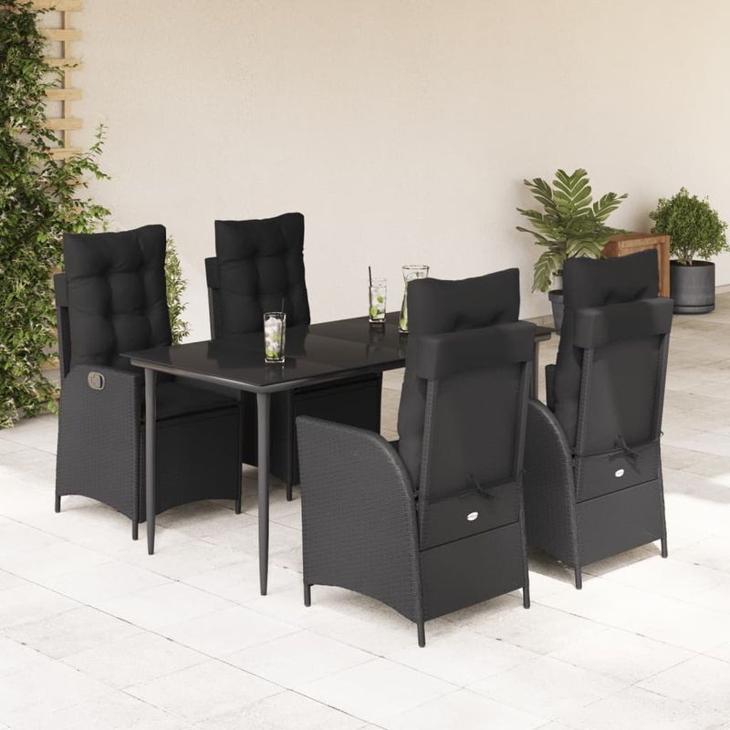 Casa si Gradina - Gradina si terasa - Mobilier exterior - Seturi mobila gradina - Set mobilier de gradina cu perne, 5 piese, negru, poliratan - Infinity.ro