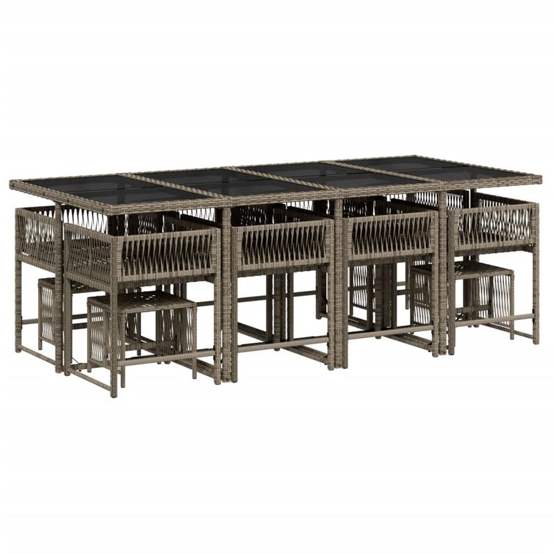 Casa si Gradina - Gradina si terasa - Mobilier exterior - Seturi mobila gradina - Set mobilier de gradina cu perne, 13 piese, gri, poliratan - Infinity.ro