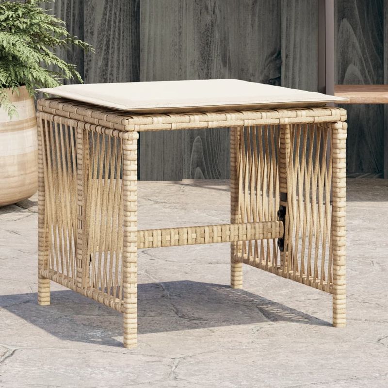 Casa si Gradina - Gradina si terasa - Mobilier exterior - Scaune si sezlonguri gradina - Scaune de gradina cu perne, 4 buc., bej, 41x41x36 cm, poliratan - Infinity.ro