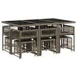 Casa si Gradina - Gradina si terasa - Mobilier exterior - Seturi mobila gradina - Set mobilier de gradina cu perne, 11 piese, gri, poliratan - Infinity.ro