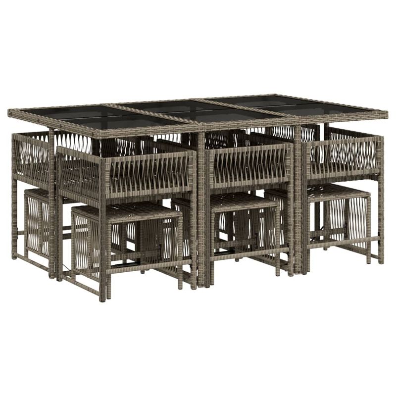 Casa si Gradina - Gradina si terasa - Mobilier exterior - Seturi mobila gradina - Set mobilier de gradina cu perne, 11 piese, gri, poliratan - Infinity.ro