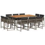 Casa si Gradina - Gradina si terasa - Mobilier exterior - Seturi mobila gradina - Set mobilier de gradina cu perne, 11 piese, gri, poliratan - Infinity.ro