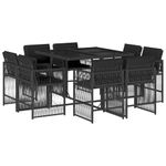 Casa si Gradina - Gradina si terasa - Mobilier exterior - Seturi mobila gradina - Set mobilier de gradina cu perne, 9 piese, negru, poliratan - Infinity.ro