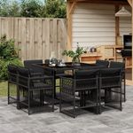 Casa si Gradina - Gradina si terasa - Mobilier exterior - Seturi mobila gradina - Set mobilier de gradina cu perne, 9 piese, negru, poliratan - Infinity.ro