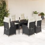 Casa si Gradina - Gradina si terasa - Mobilier exterior - Seturi mobila gradina - Set mobilier de gradina cu perne, 7 piese, negru, poliratan - Infinity.ro