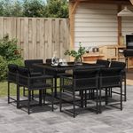 Casa si Gradina - Gradina si terasa - Mobilier exterior - Seturi mobila gradina - Set mobilier de gradina cu perne, 9 piese, negru, poliratan - Infinity.ro
