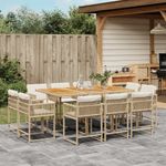 Casa si Gradina - Gradina si terasa - Mobilier exterior - Seturi mobila gradina - Set mobilier de gradina cu perne, 11 piese, bej, poliratan - Infinity.ro