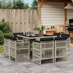 Casa si Gradina - Gradina si terasa - Mobilier exterior - Seturi mobila gradina - Set mobilier gradina cu perne, 9 piese, gri deschis, poliratan - Infinity.ro