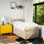 Casa si Gradina - Mobilier - Paturi si accesorii - Paturi - Pat box spring cu saltea, crem, 80x200 cm, textil - Infinity.ro