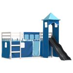 Casa si Gradina - Mobilier - Paturi si accesorii - Paturi - Pat supraetajat cu tobogan si perdele, albastru, 90x200 cm - Infinity.ro