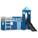Casa si Gradina - Mobilier - Paturi si accesorii - Paturi - Pat supraetajat cu tobogan si perdele, albastru, 90x200 cm - Infinity.ro