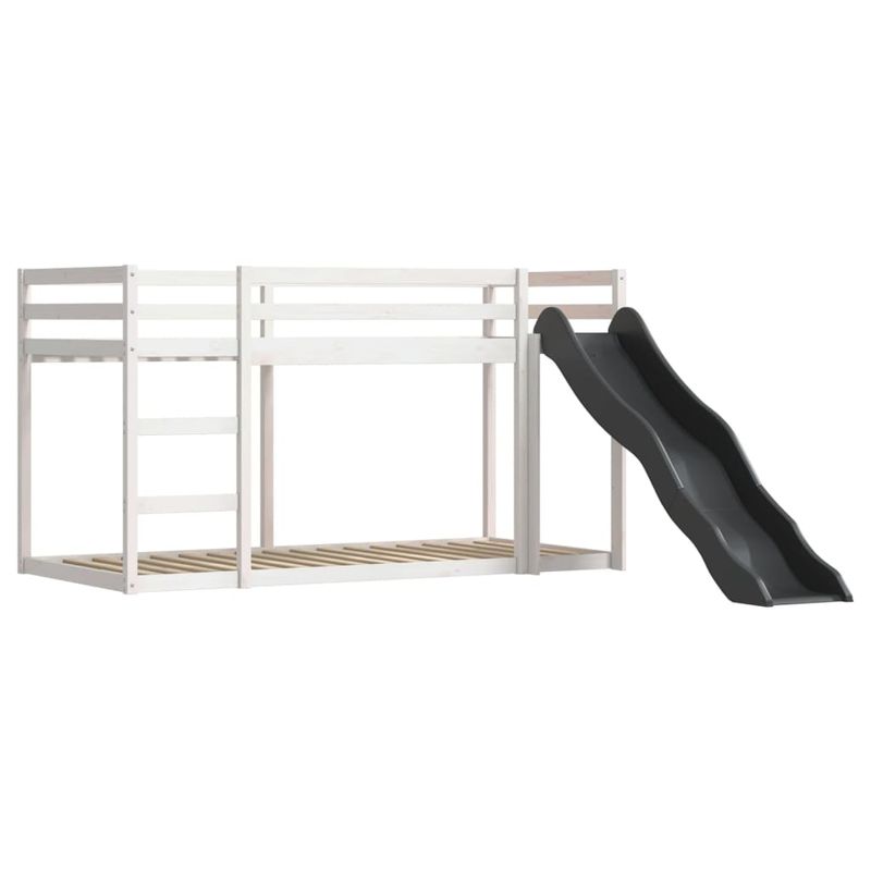 Casa si Gradina - Mobilier - Paturi si accesorii - Paturi - Pat supraetajat cu tobogan si perdele, albastru, 90x200 cm - Infinity.ro