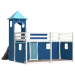 Casa si Gradina - Mobilier - Paturi si accesorii - Paturi - Pat supraetajat cu tobogan si perdele, albastru, 90x200 cm - Infinity.ro