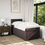 Casa si Gradina - Mobilier - Paturi si accesorii - Paturi - Pat box spring cu saltea, maro inchis, 100x200 cm, textil - Infinity.ro