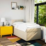 Casa si Gradina - Mobilier - Paturi si accesorii - Paturi - Pat box spring cu saltea, crem, 90x200 cm, textil - Infinity.ro