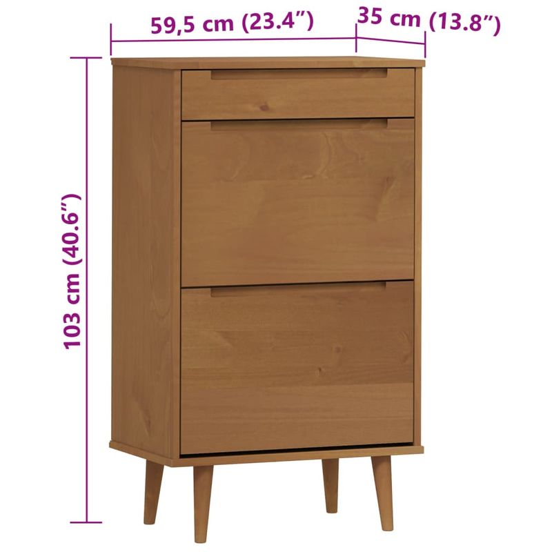 Casa si Gradina - Mobilier - Organizare si depozitare - Organizator incaltaminte - Pantofar "MOLDE", maro, 59,5x35x103 cm, lemn masiv de pin - Infinity.ro