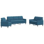 Casa si Gradina - Mobilier - Seturi de mobilier - Seturi living - Set de canapele cu perne, 3 piese, albastru, catifea - Infinity.ro