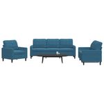 Casa si Gradina - Mobilier - Seturi de mobilier - Seturi living - Set de canapele cu perne, 3 piese, albastru, catifea - Infinity.ro