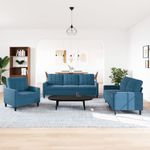 Casa si Gradina - Mobilier - Seturi de mobilier - Seturi living - Set de canapele cu perne, 3 piese, albastru, catifea - Infinity.ro