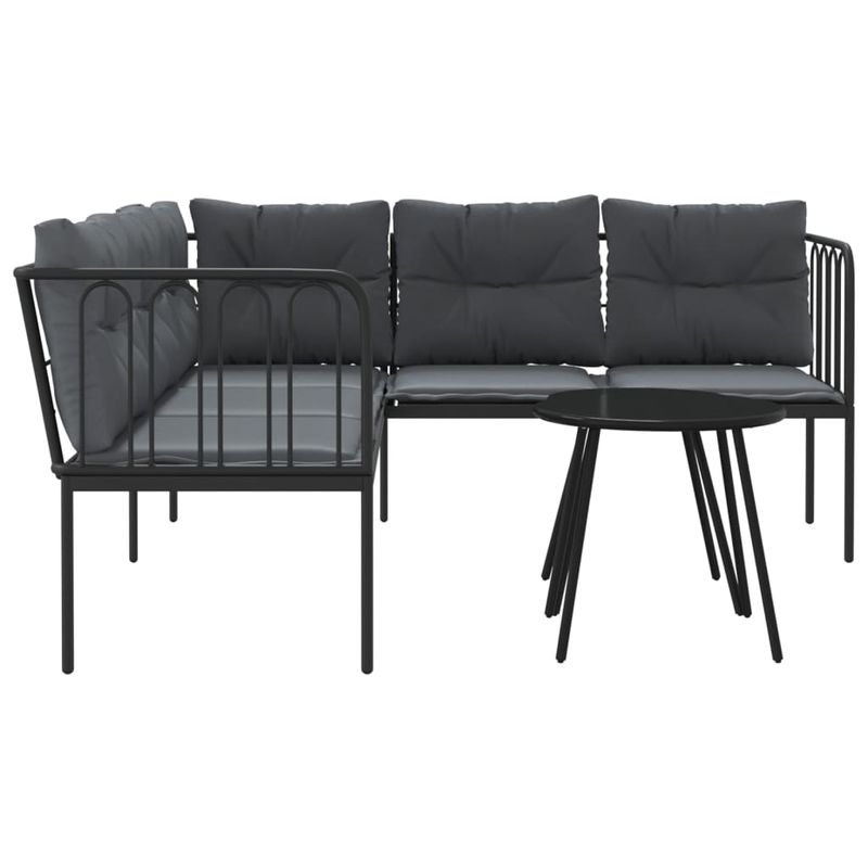 Casa si Gradina - Gradina si terasa - Mobilier exterior - Seturi mobila gradina - Set canapea de gradina cu perne, negru, otel si textilena - Infinity.ro